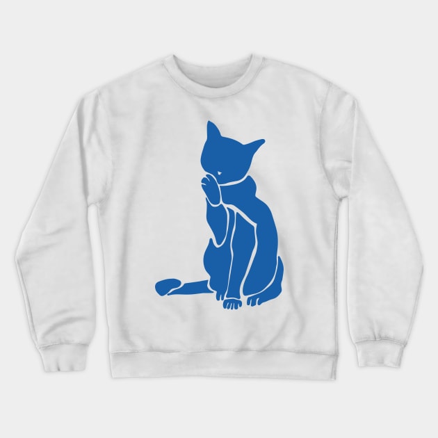 Matisse's Cat Var 1. in Blue Crewneck Sweatshirt by ECMazur